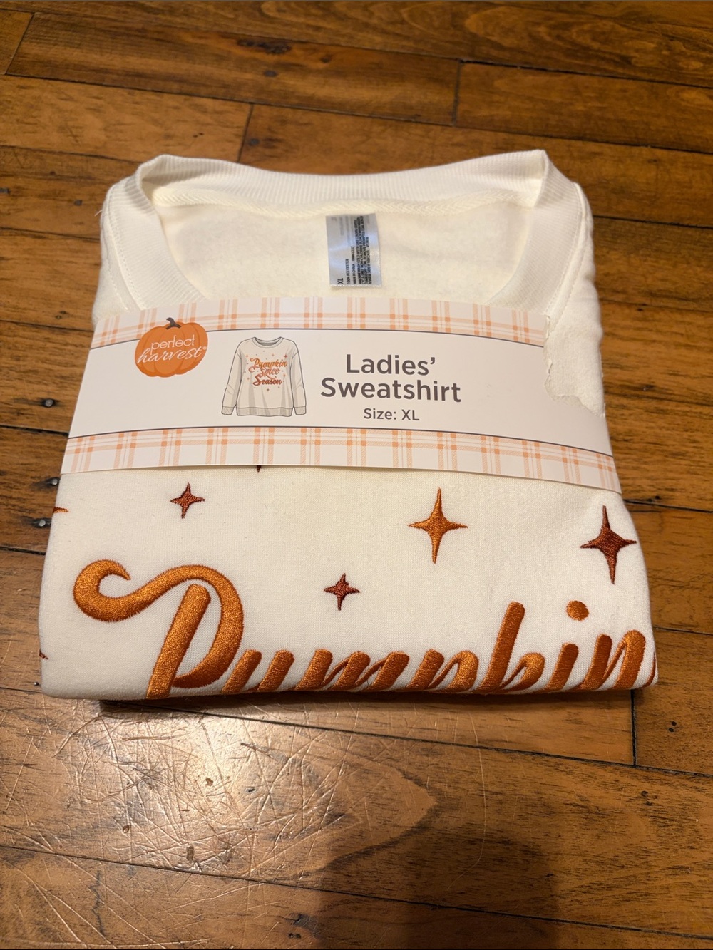 Ladies' Cream Sweatshirt with “Pumpkin Spice Season” Embroidery